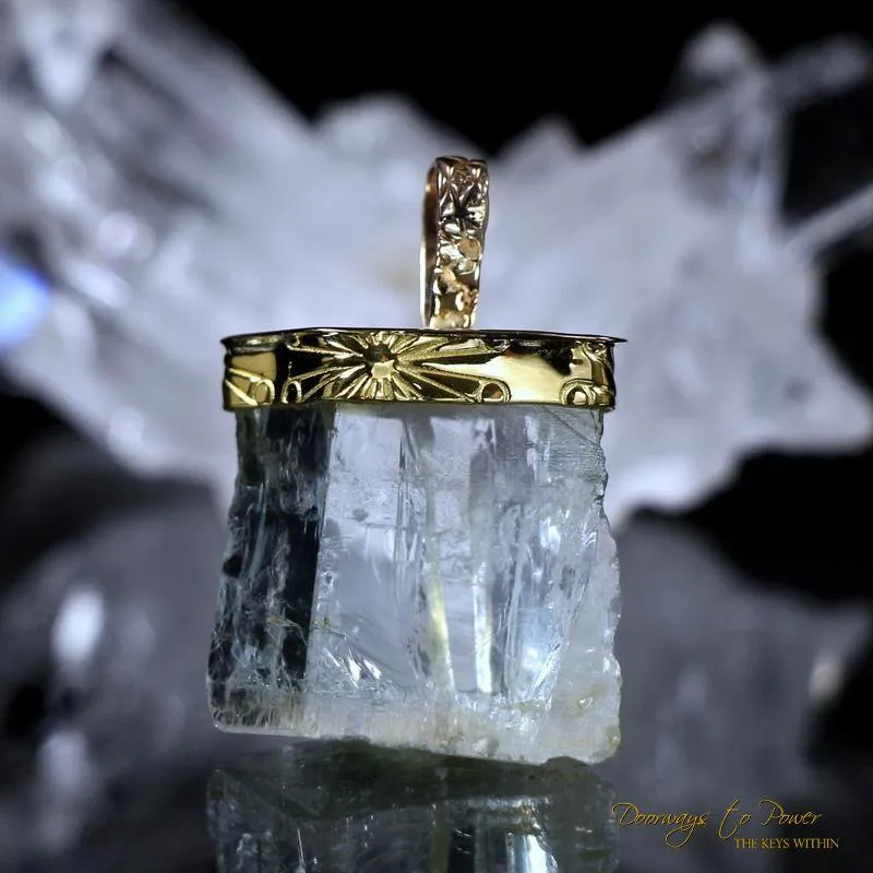 Aquamarine Light Language Crystal Pendant ™ 14k