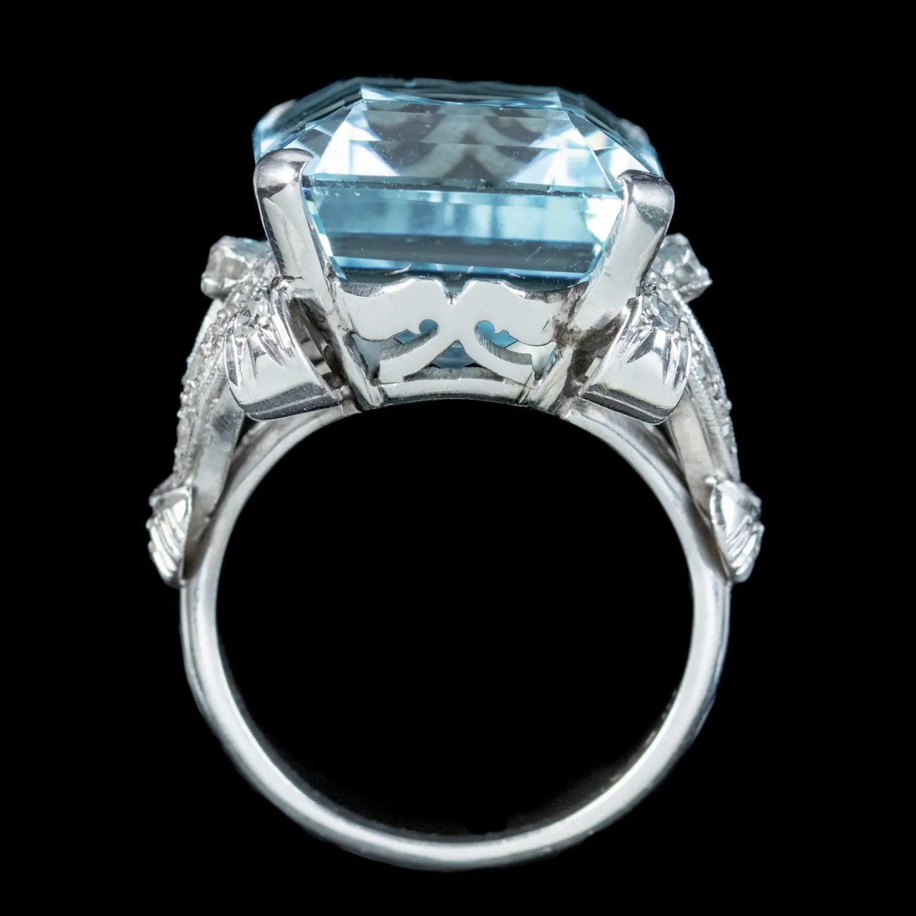 Art Deco Aquamarine Diamond Cocktail Ring 26ct Aqua