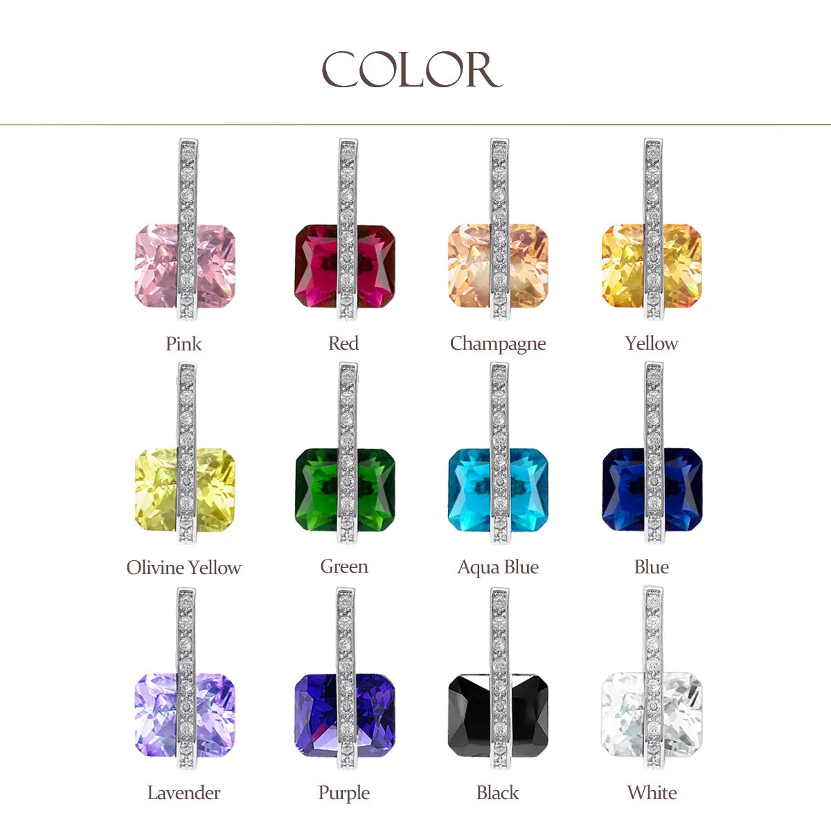 Art Deco Rectangle Emerald Cubic Zirconia CZ Drop Earrings More Colors