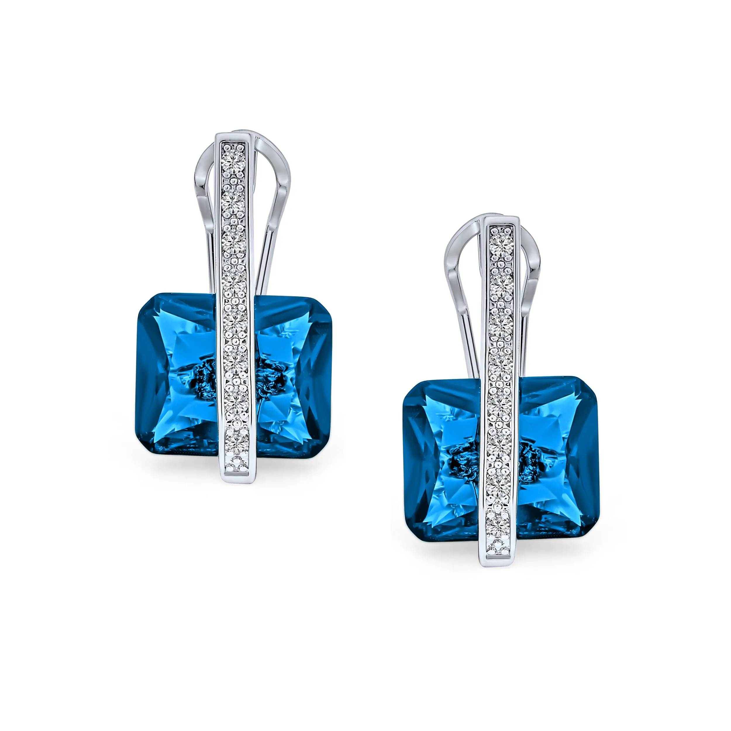 Art Deco Rectangle Emerald Cubic Zirconia CZ Drop Earrings More Colors