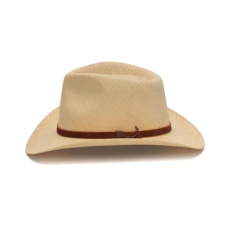 Austral Beige Straw Panama Hat - The Kent With Leather Band