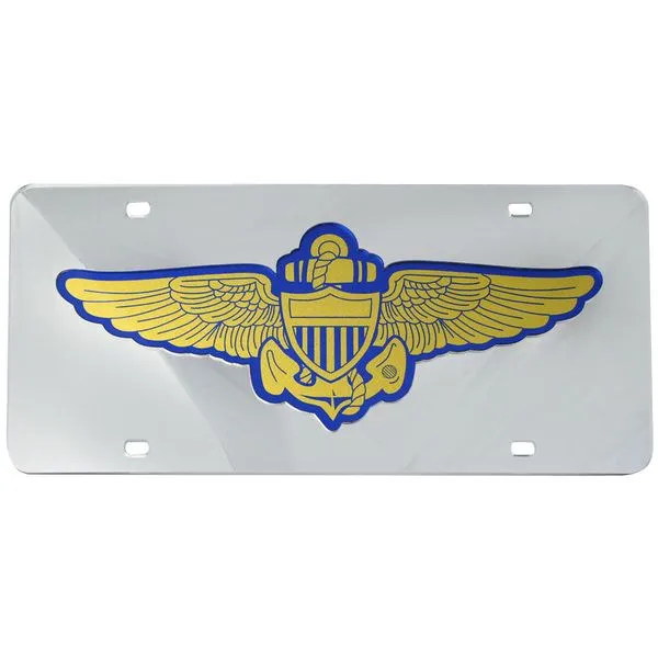 Aviator Badge Mirrored Inlaid Plastic License Plate