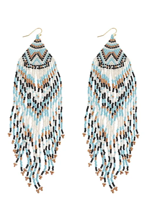 Aztec Turquoise Seed Bead Earrings