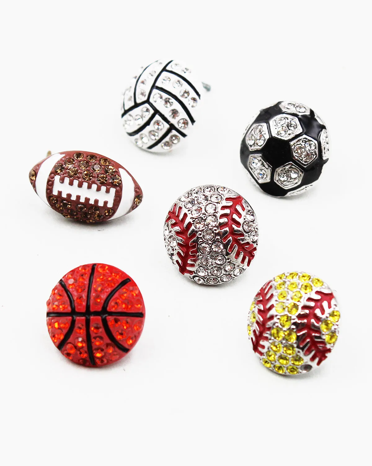 Basketball Crystal Stone Stud Earrings