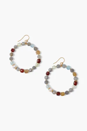 Beaded Stone Hoop Earrings