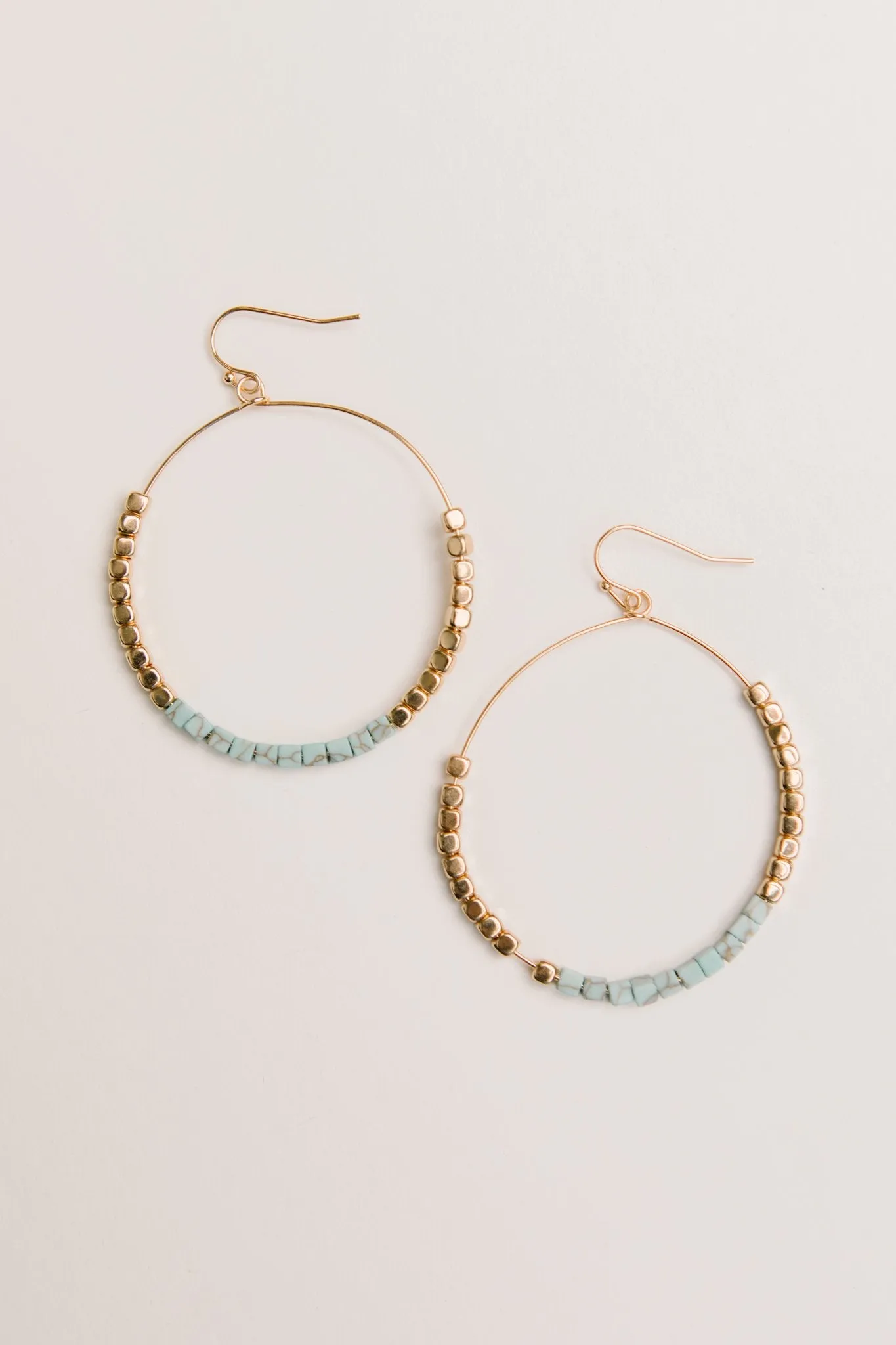 Beaded Stone Hoop Earrings