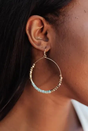 Beaded Stone Hoop Earrings