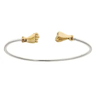 Better Jewelry Fist .925 Sterling Silver w. Solid 14K Gold Ends .925 Sterling Silver West Indian Bangle