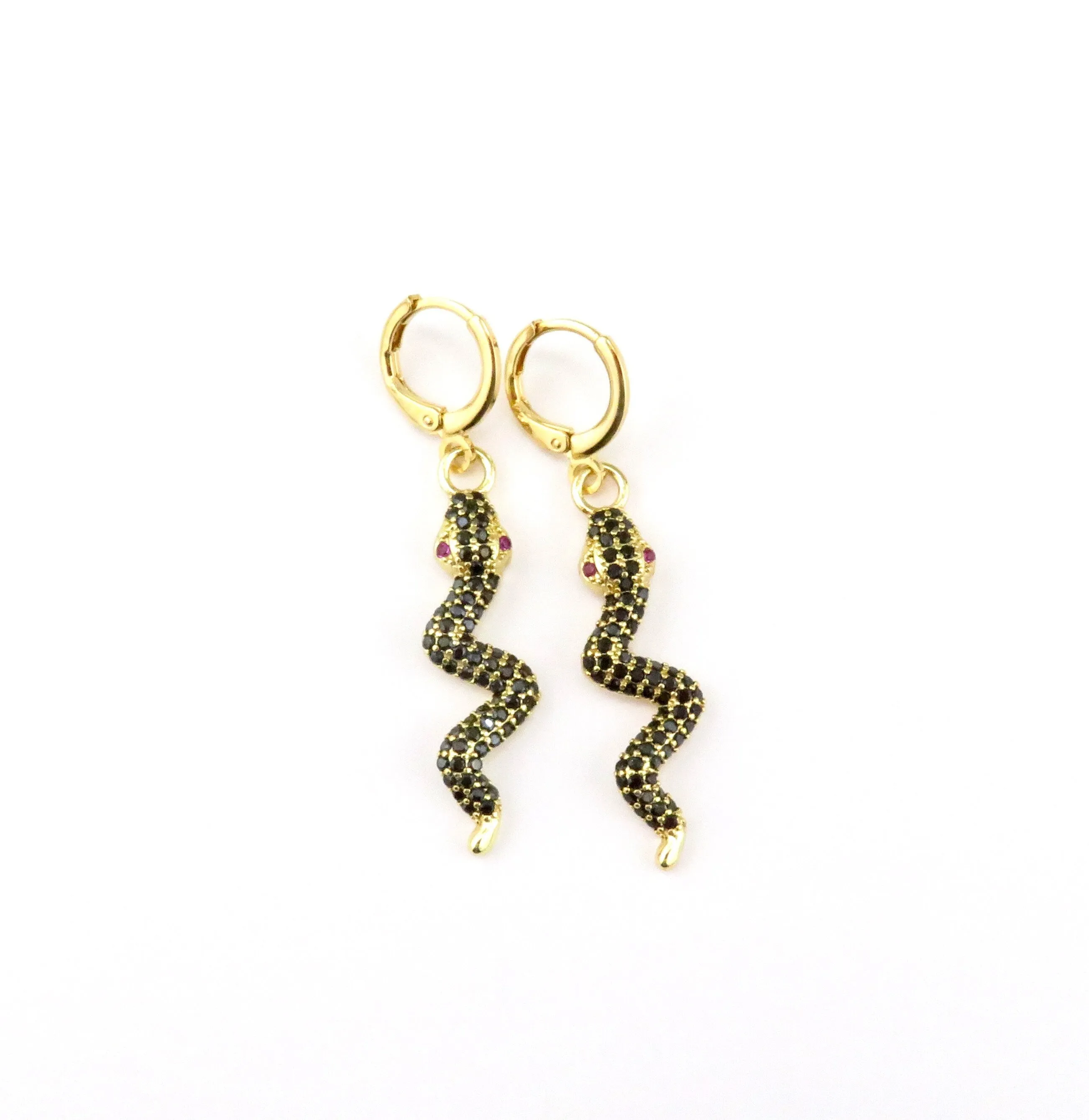 Black and Gold Snake Hoop Earrings