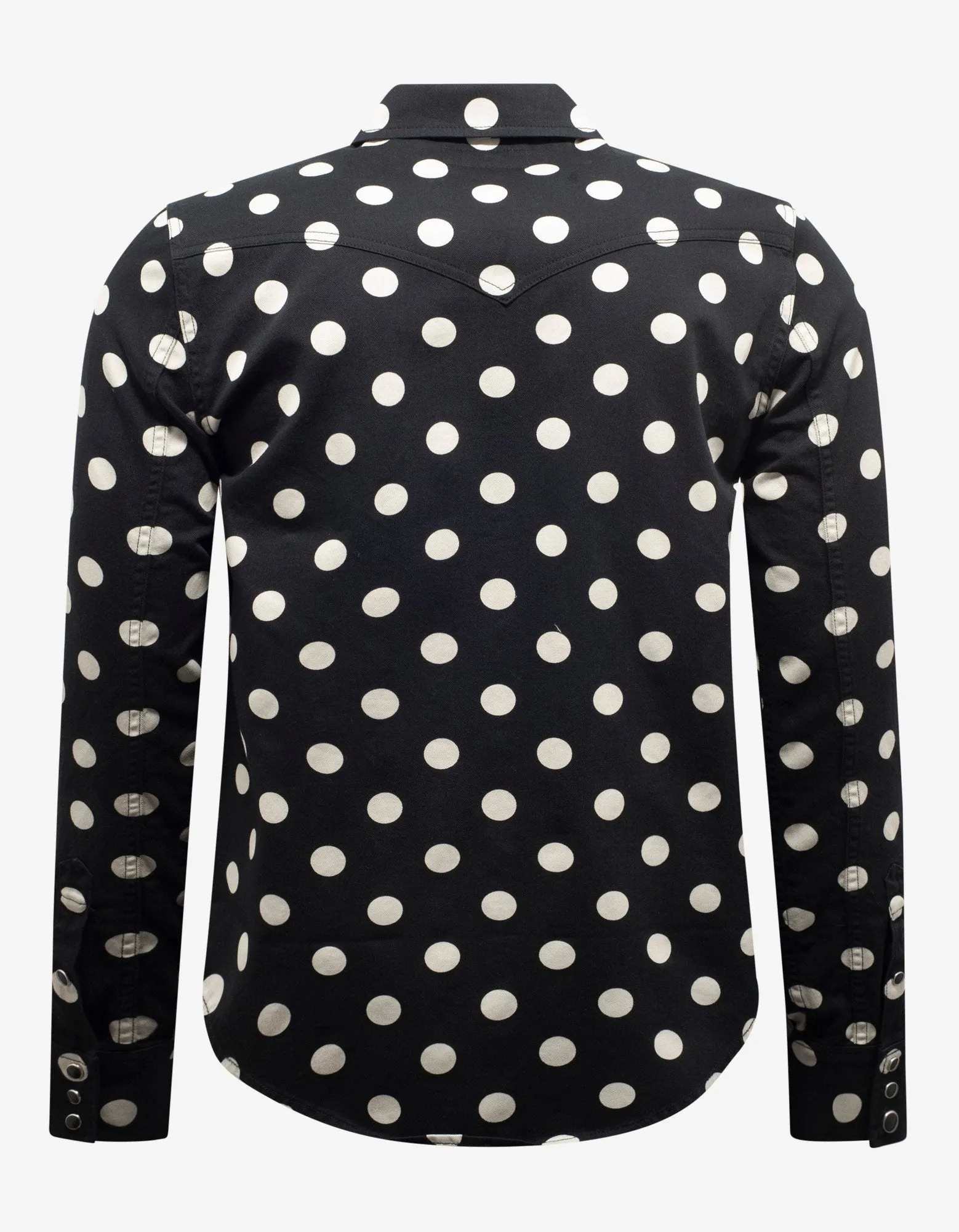 Black Polka Dot Denim Western Shirt