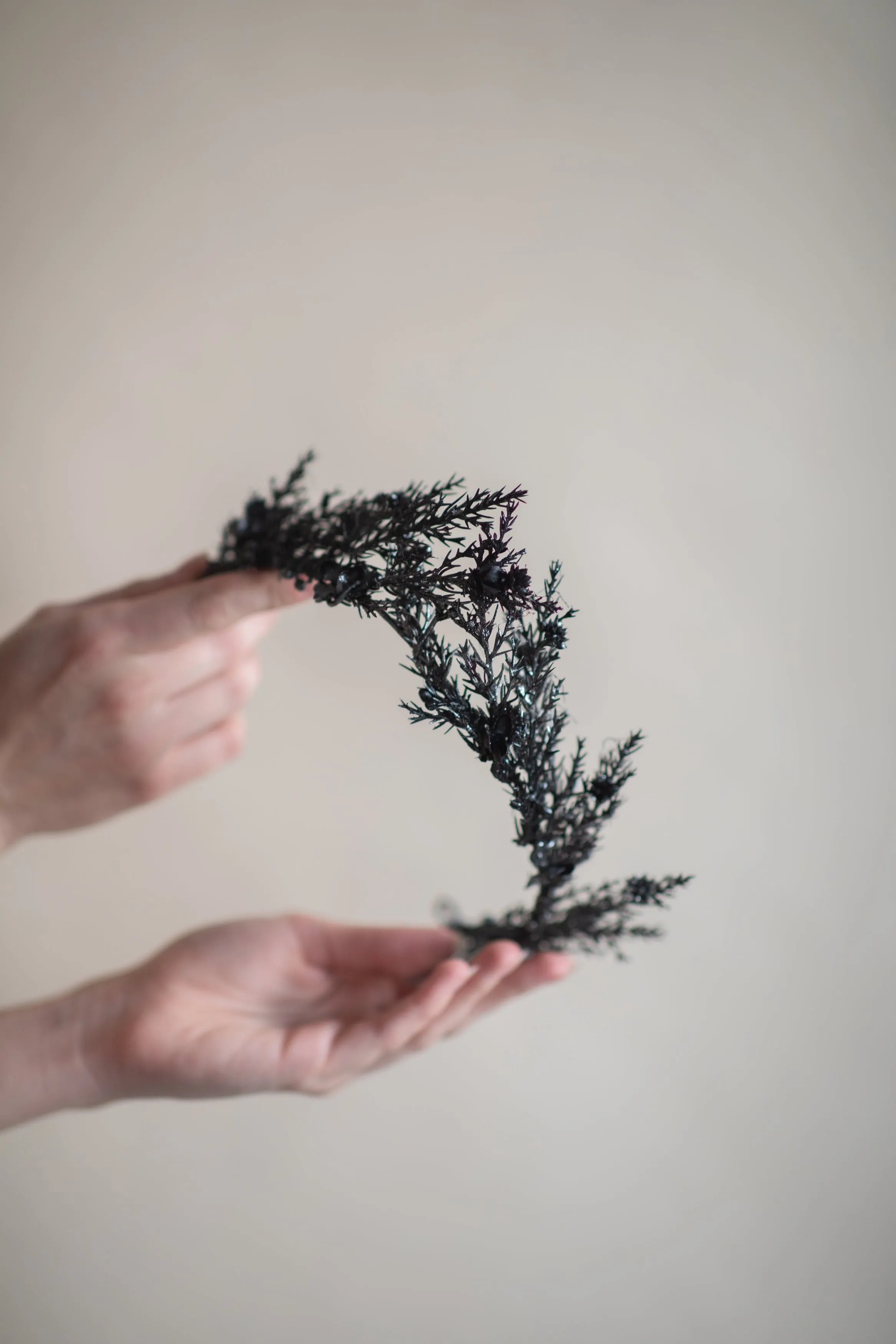 Black wedding flower crown