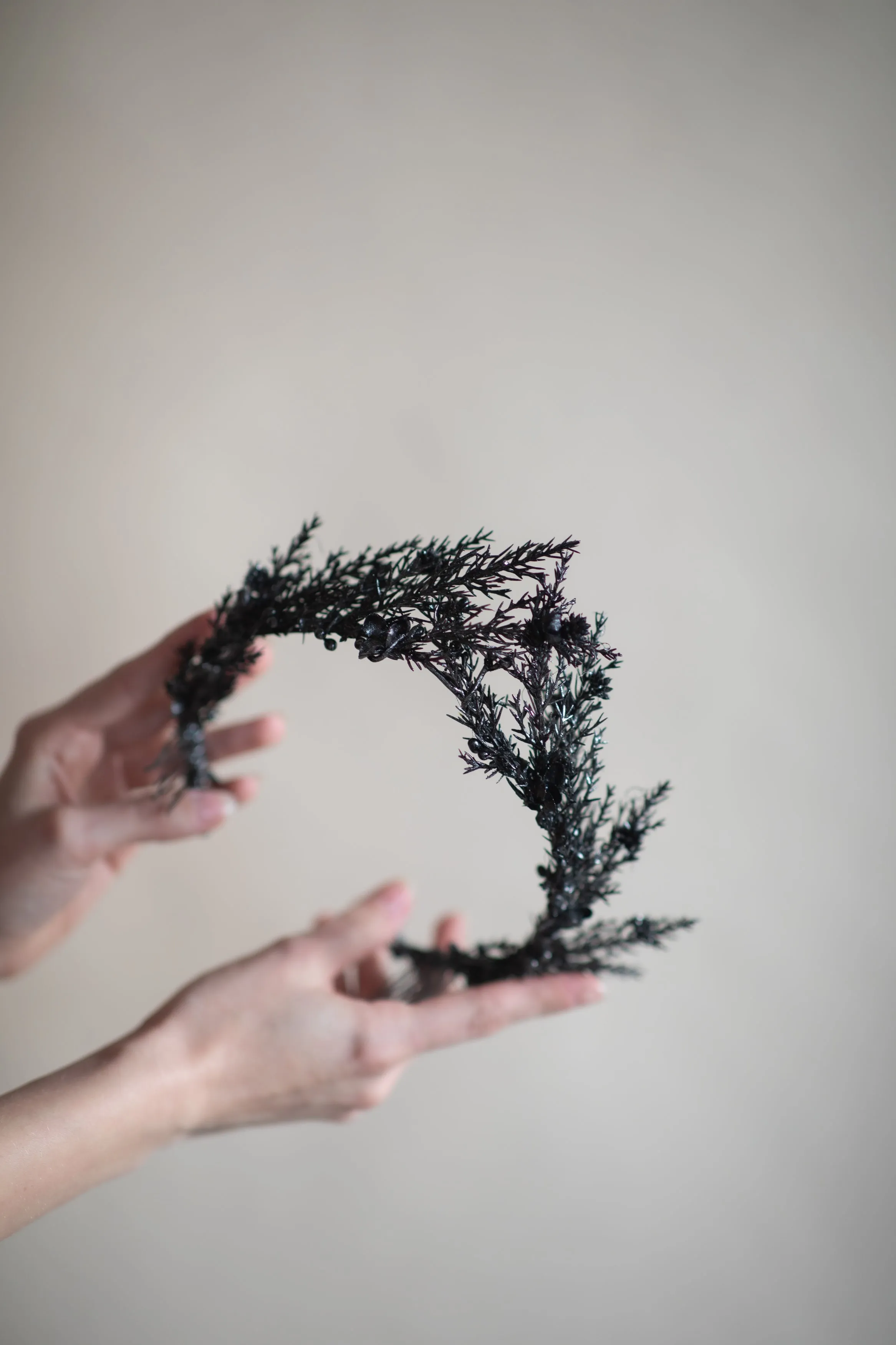 Black wedding flower crown