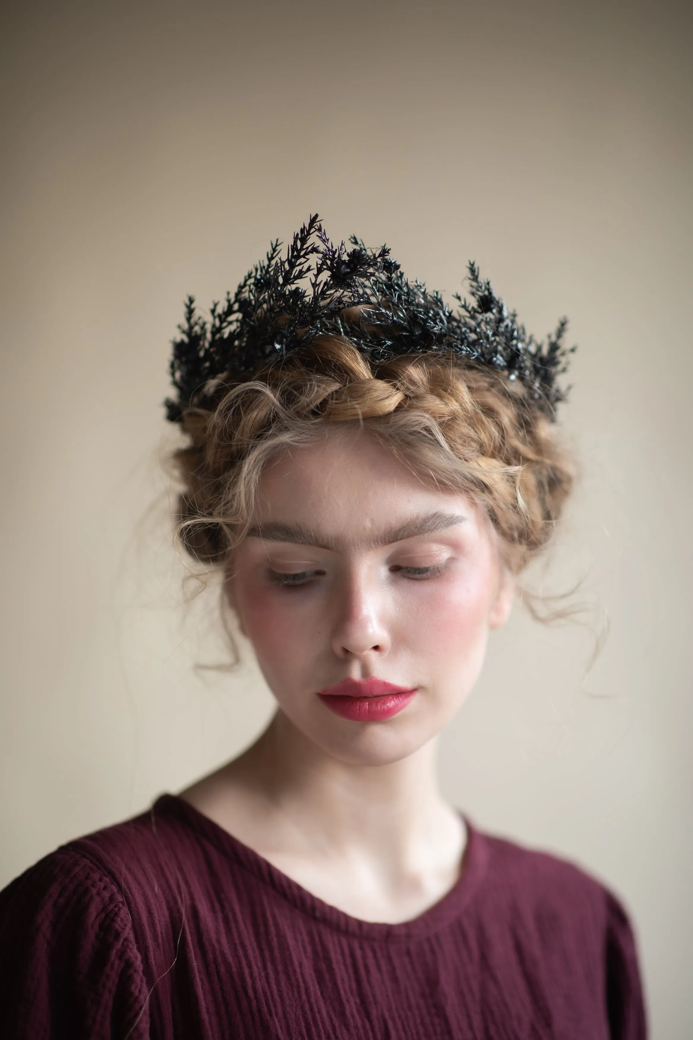 Black wedding flower crown