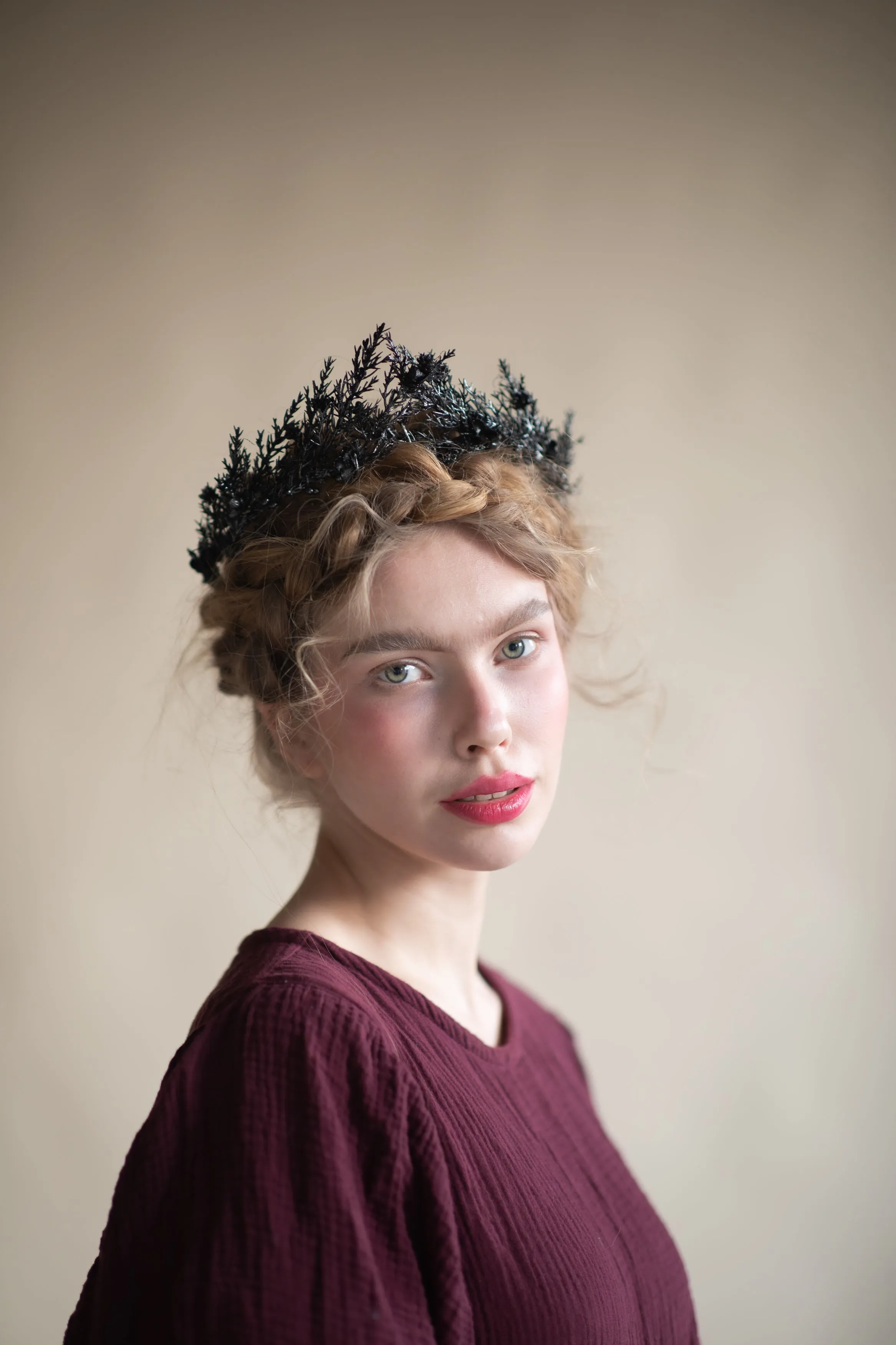 Black wedding flower crown