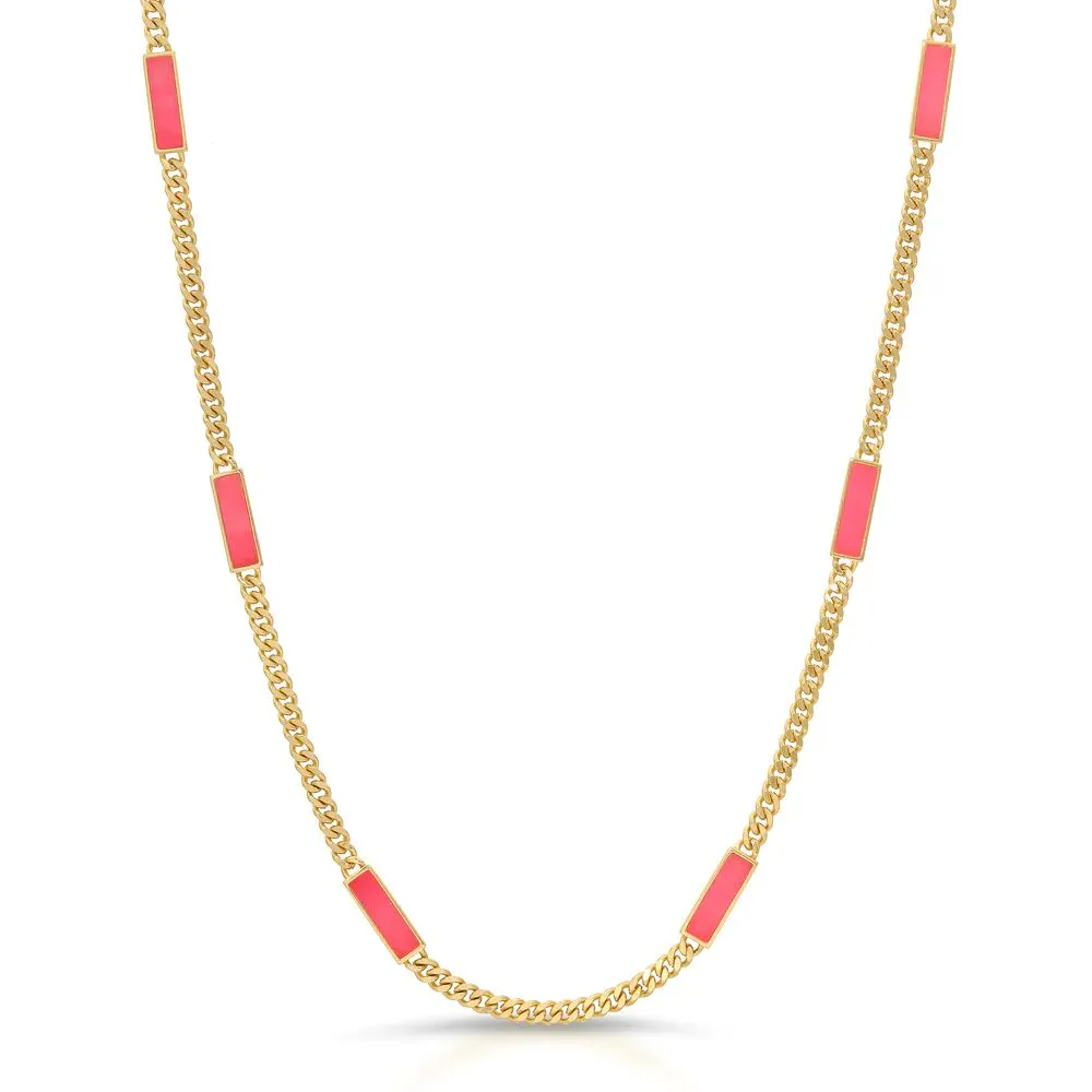 Blake Hot Pink Chalcedony Stone Inlay Necklace