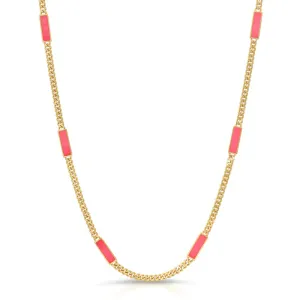 Blake Hot Pink Chalcedony Stone Inlay Necklace