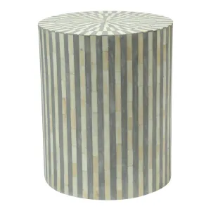 Bone Inlay Illusion Stripe Side Table Grey