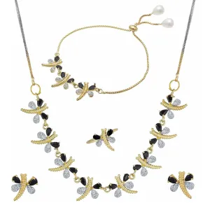 Brass Jewel Set (White, Black)