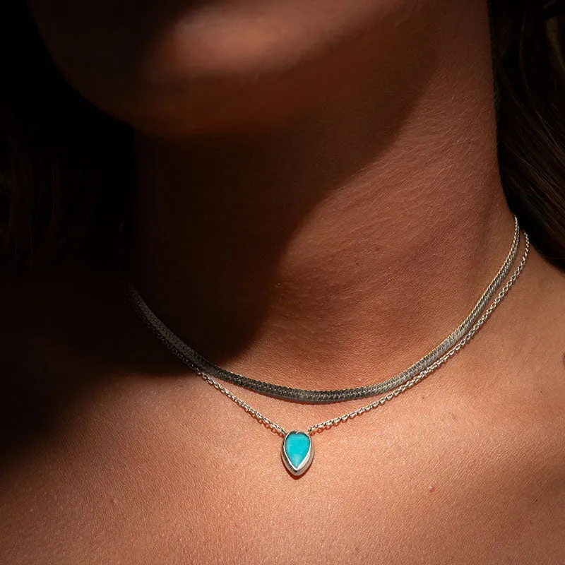 Brave Heart Necklace, Amazonite, Silver