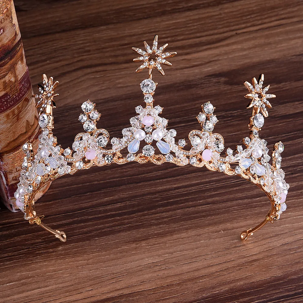 Bridal Handmade Crystal Crown Sunflower Alloy Rhinestone Handmade Wedding Accessories Headband