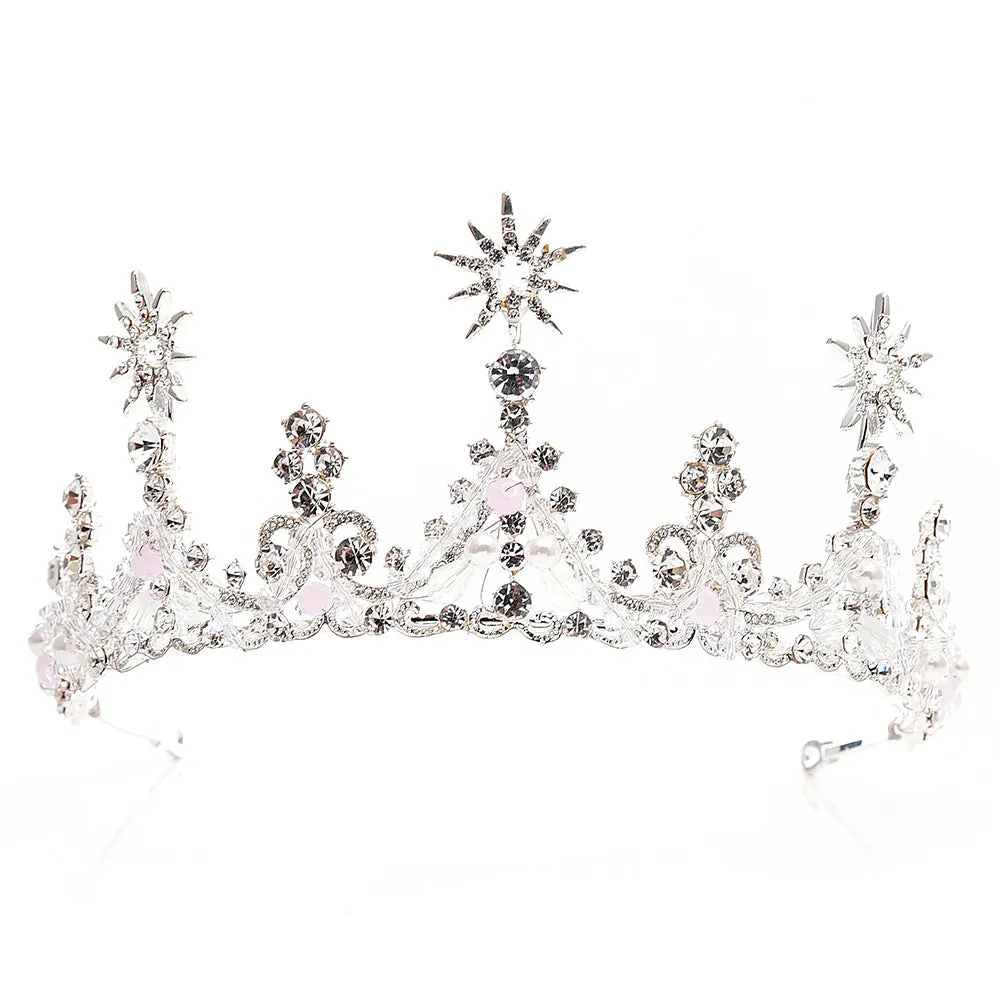 Bridal Handmade Crystal Crown Sunflower Alloy Rhinestone Handmade Wedding Accessories Headband