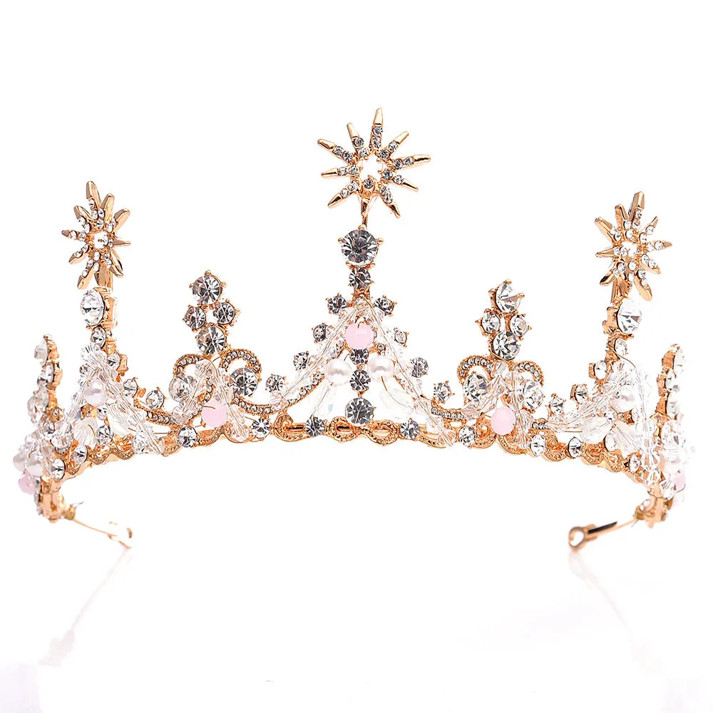 Bridal Handmade Crystal Crown Sunflower Alloy Rhinestone Handmade Wedding Accessories Headband