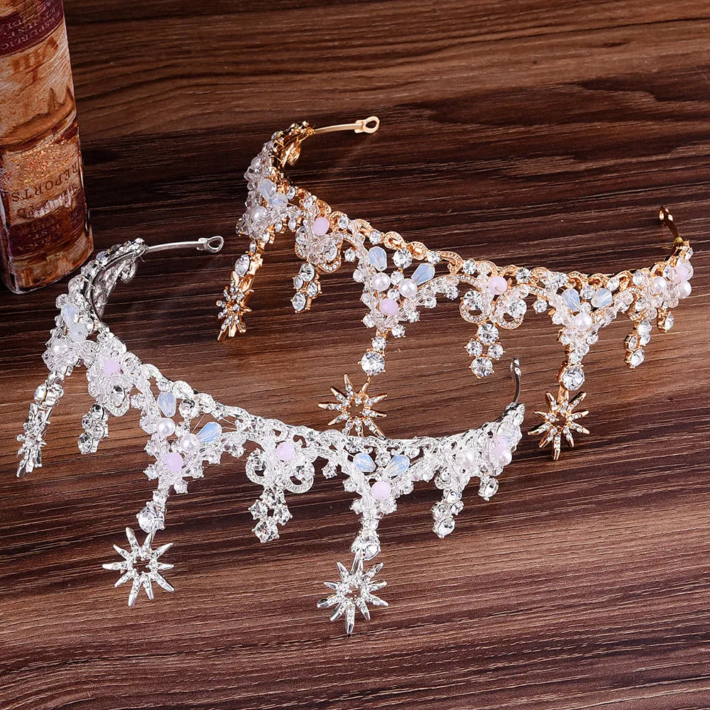 Bridal Handmade Crystal Crown Sunflower Alloy Rhinestone Handmade Wedding Accessories Headband