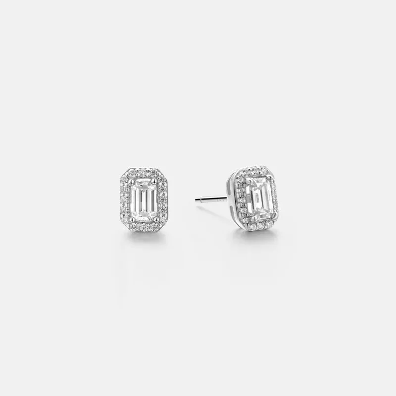 Claire Emerald Cut Moissanite Gold Vermeil Earrings