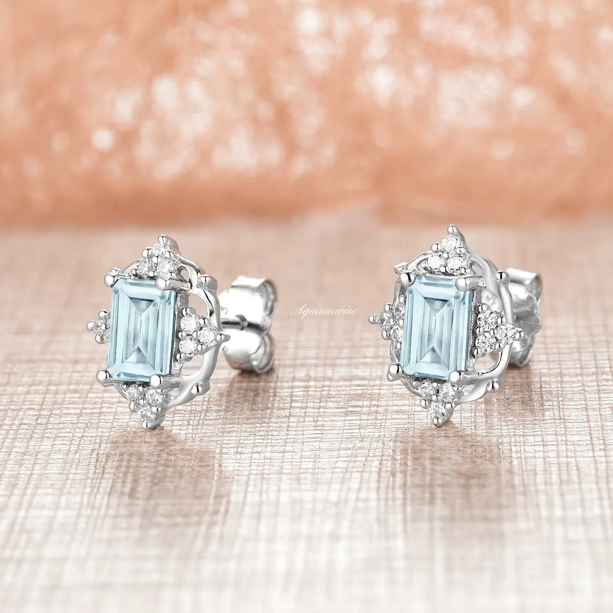 Claire Vintage Aquamarine Earrings- Sterling Silver