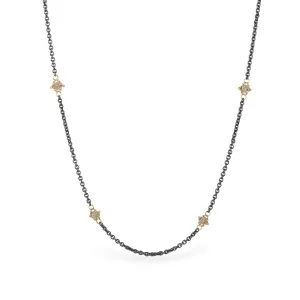 Contrast Petite Stone Necklace in Silver Diamond