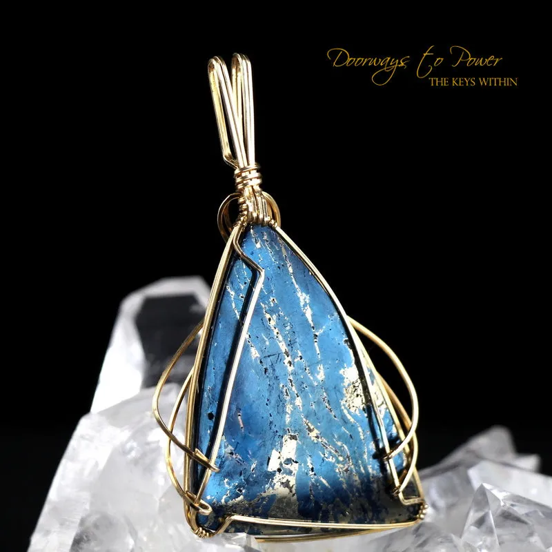 Covellite Crystal Pendant 14k