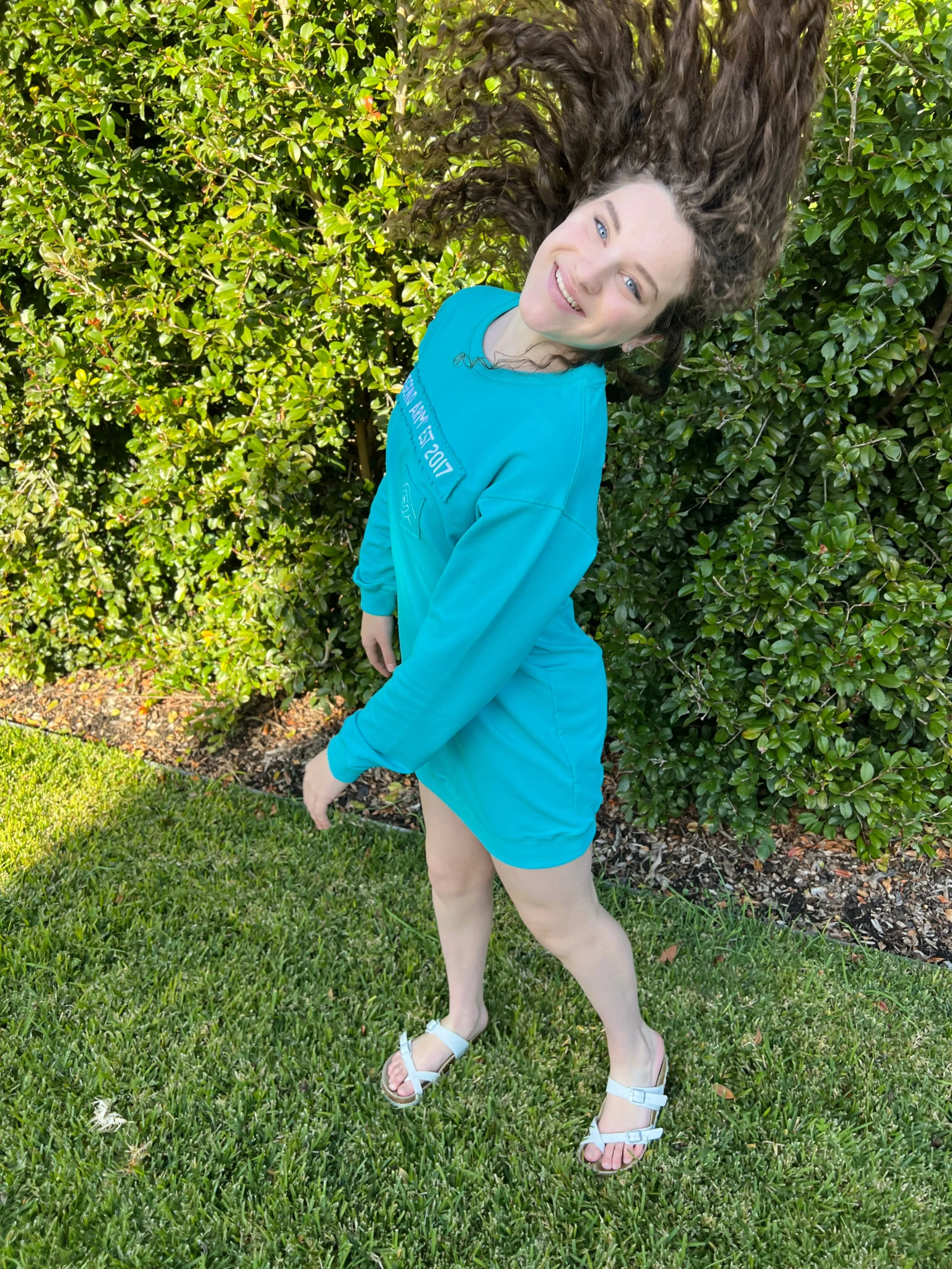 Crew Jumper Dress - Aquamarine