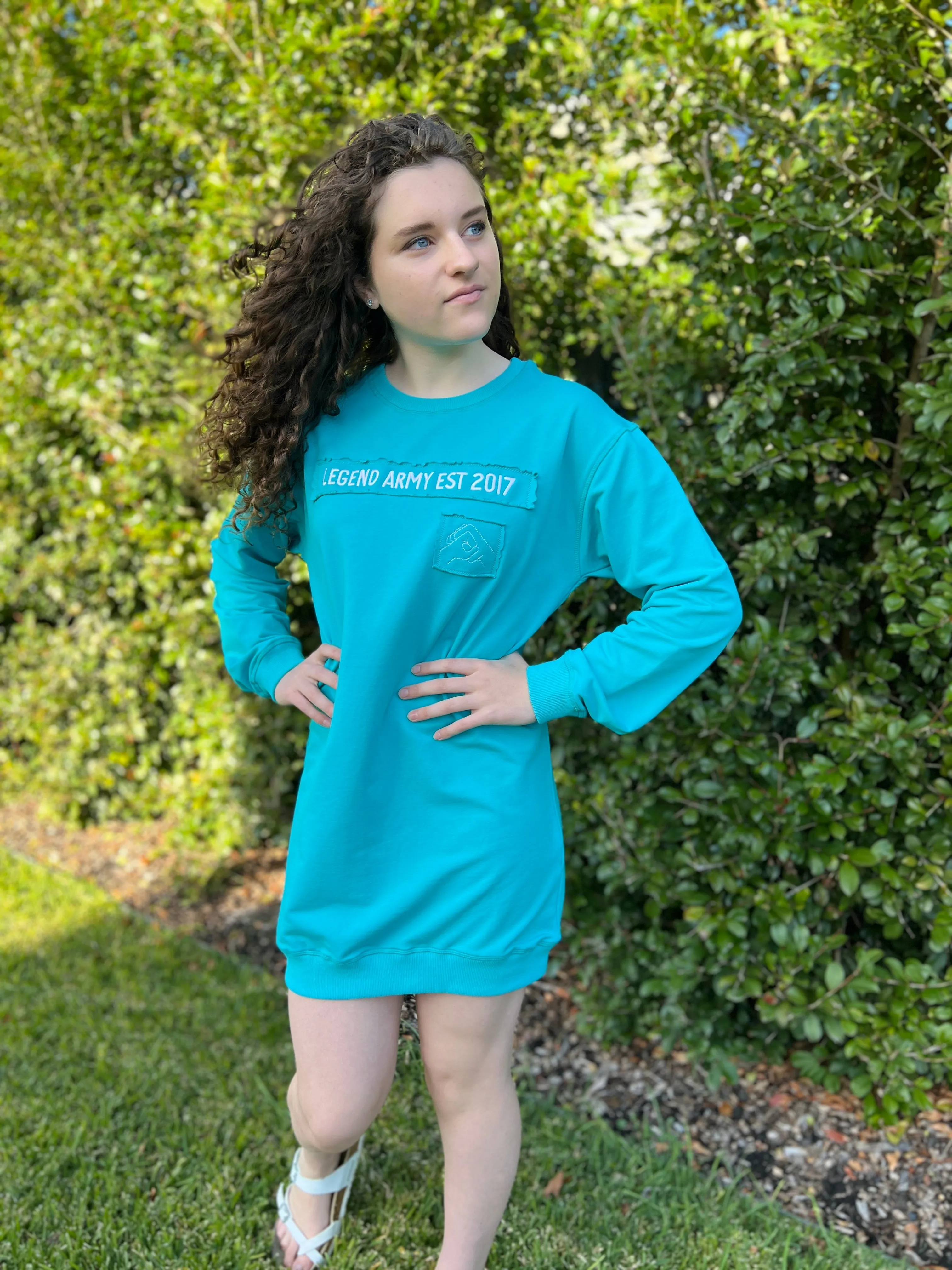 Crew Jumper Dress - Aquamarine