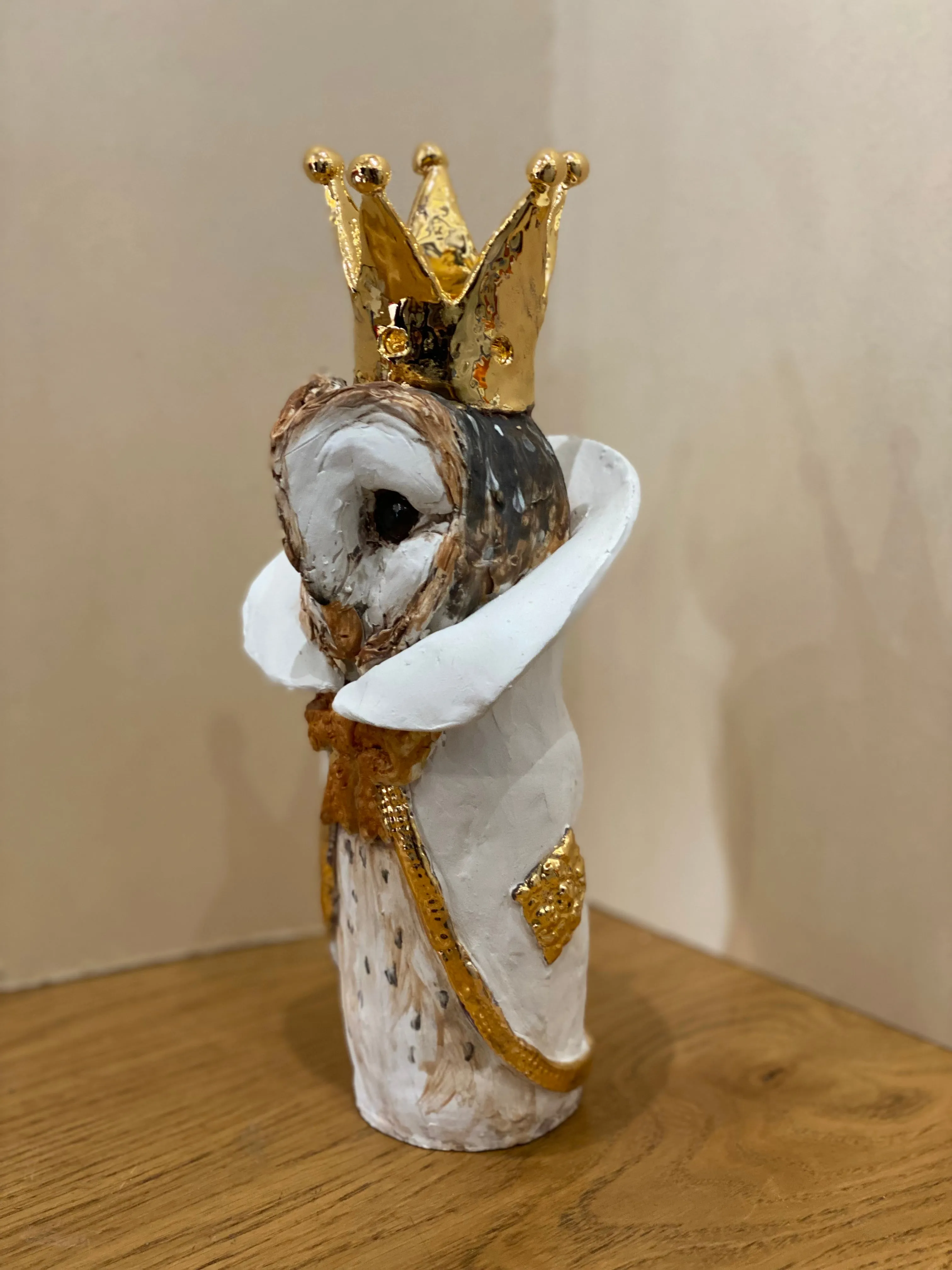 Crowned Owl Bust Original Sculpture by Louise Brown SOLD