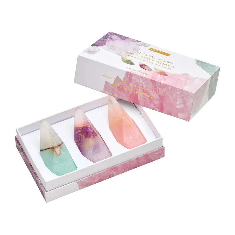 Crystal Soap Bathing Rituals | 3 Pack (Aquamarine   Amethyst   Rose Quartz)