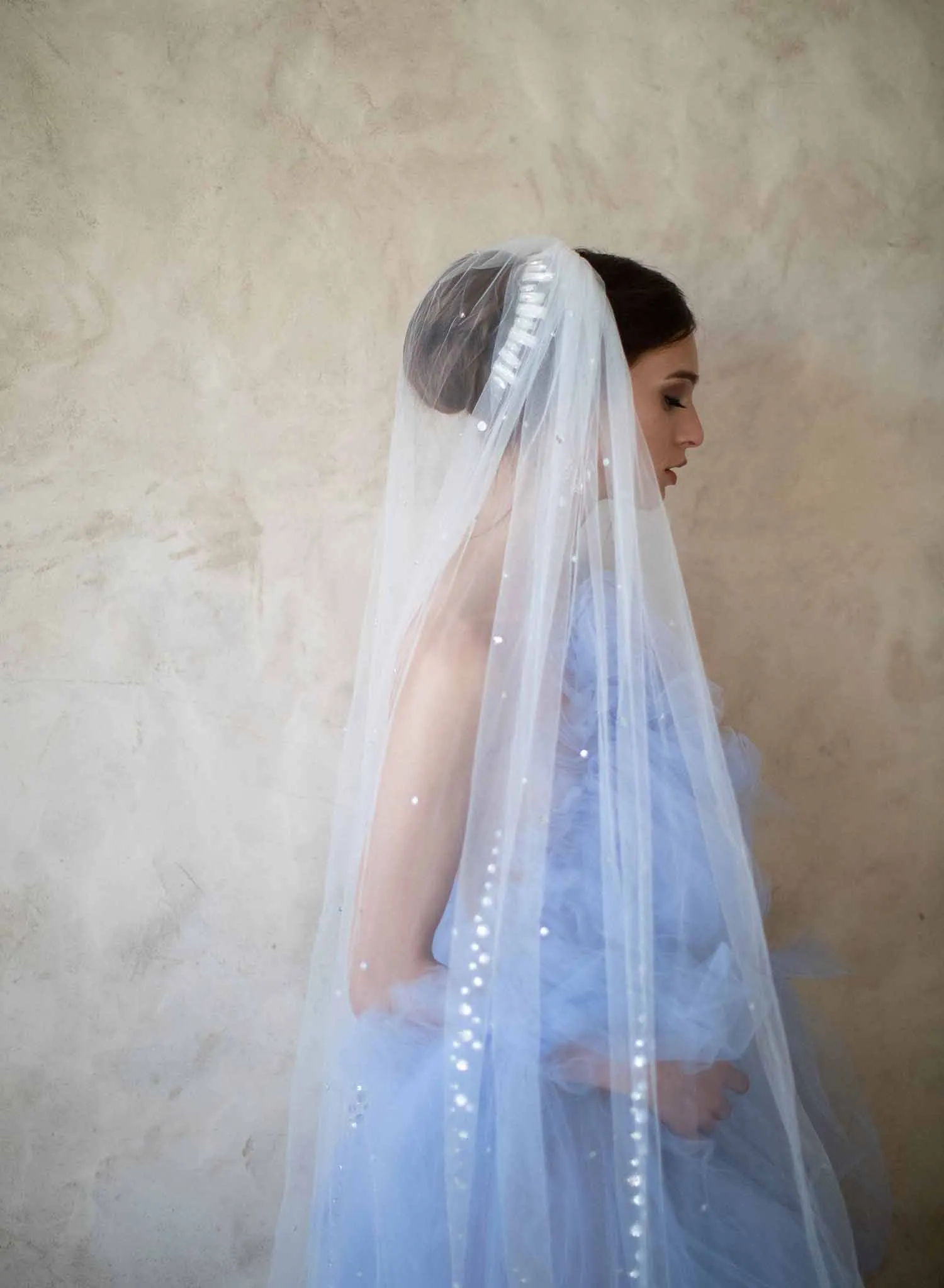 Crystal streamers bridal train veil - Style #2068