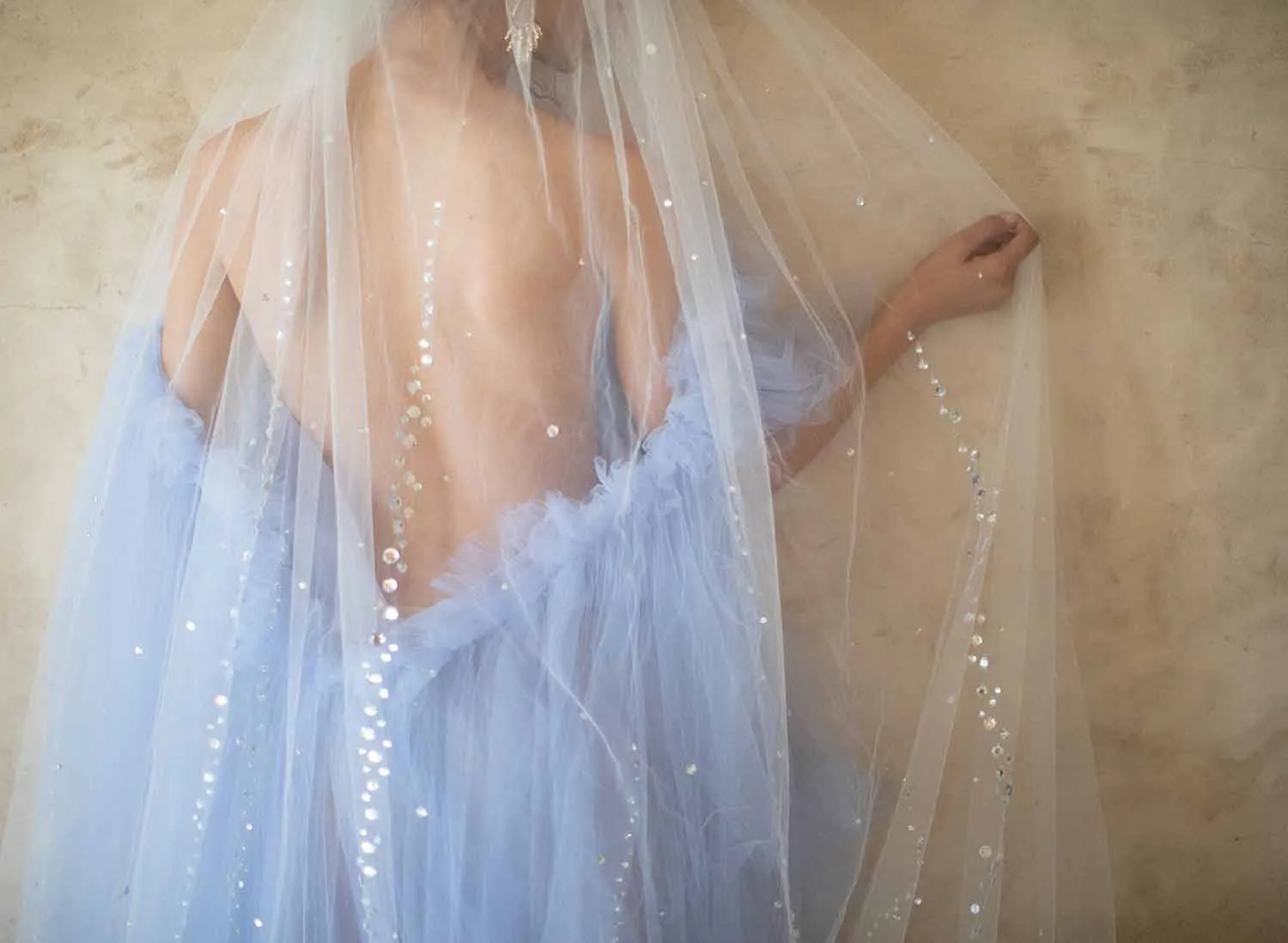 Crystal streamers bridal train veil - Style #2068