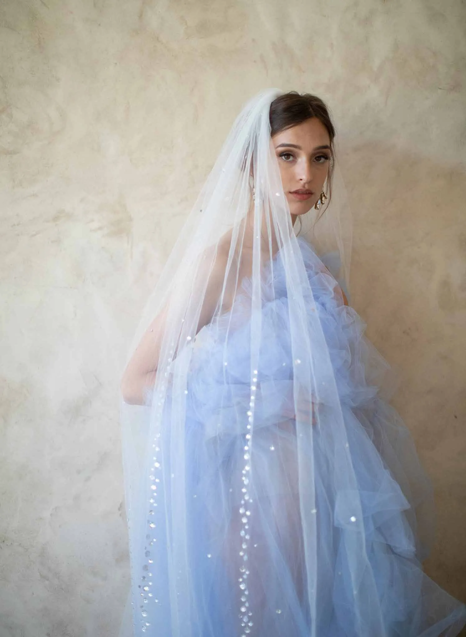 Crystal streamers bridal train veil - Style #2068