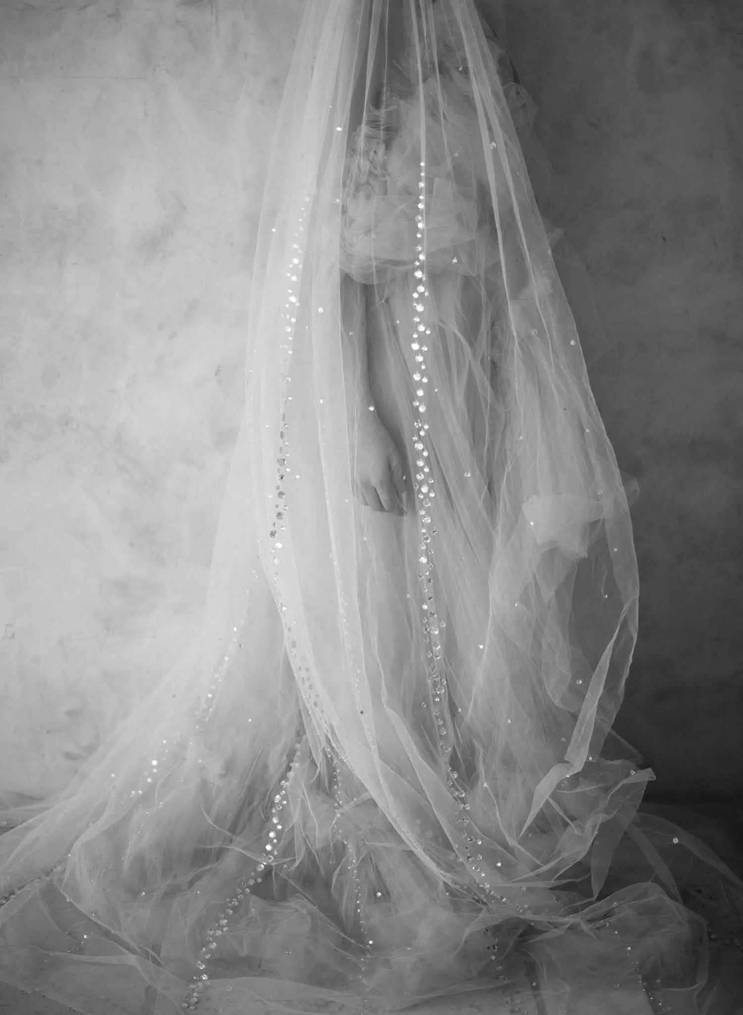 Crystal streamers bridal train veil - Style #2068