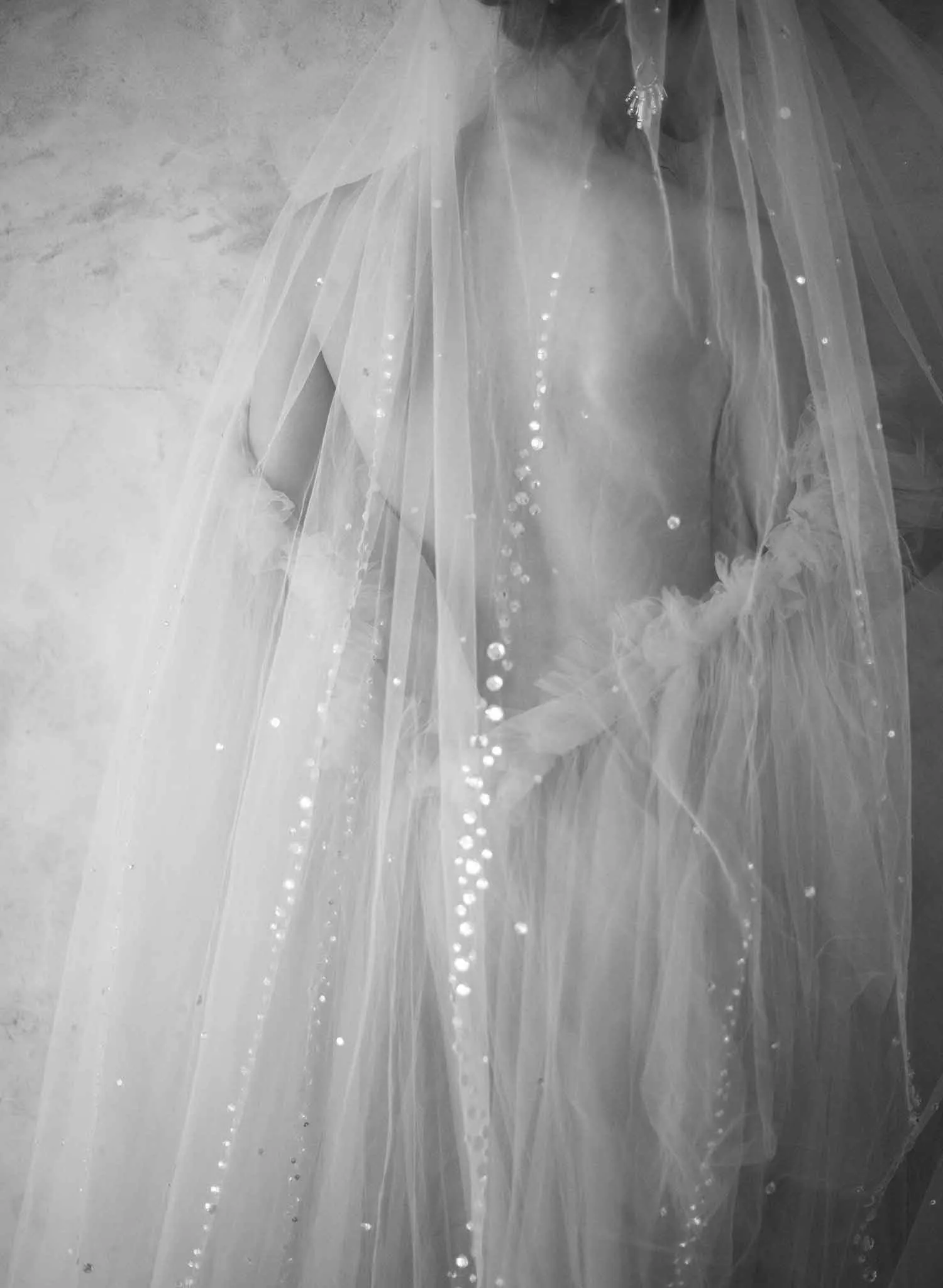 Crystal streamers bridal train veil - Style #2068