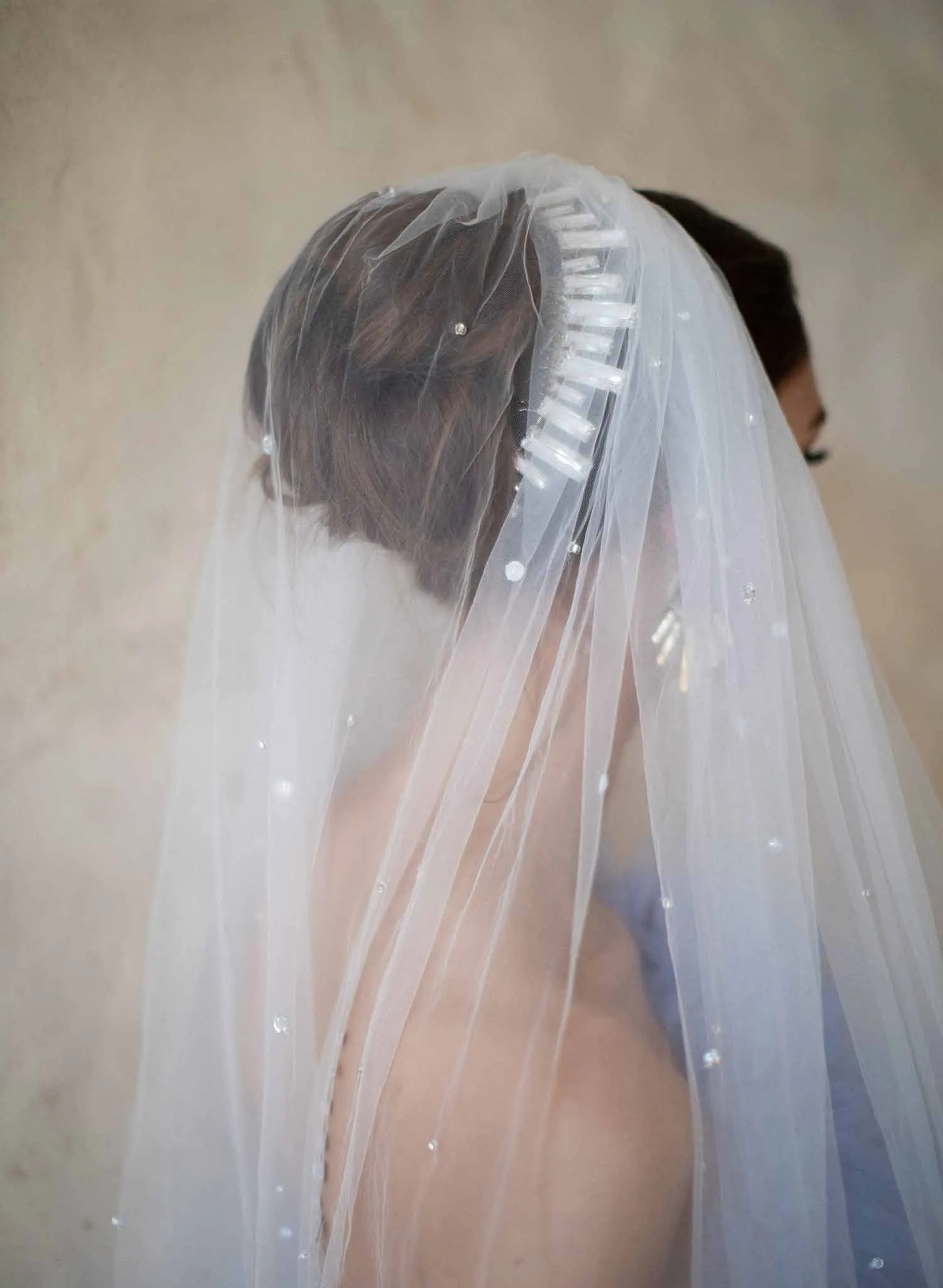 Crystal streamers bridal train veil - Style #2068