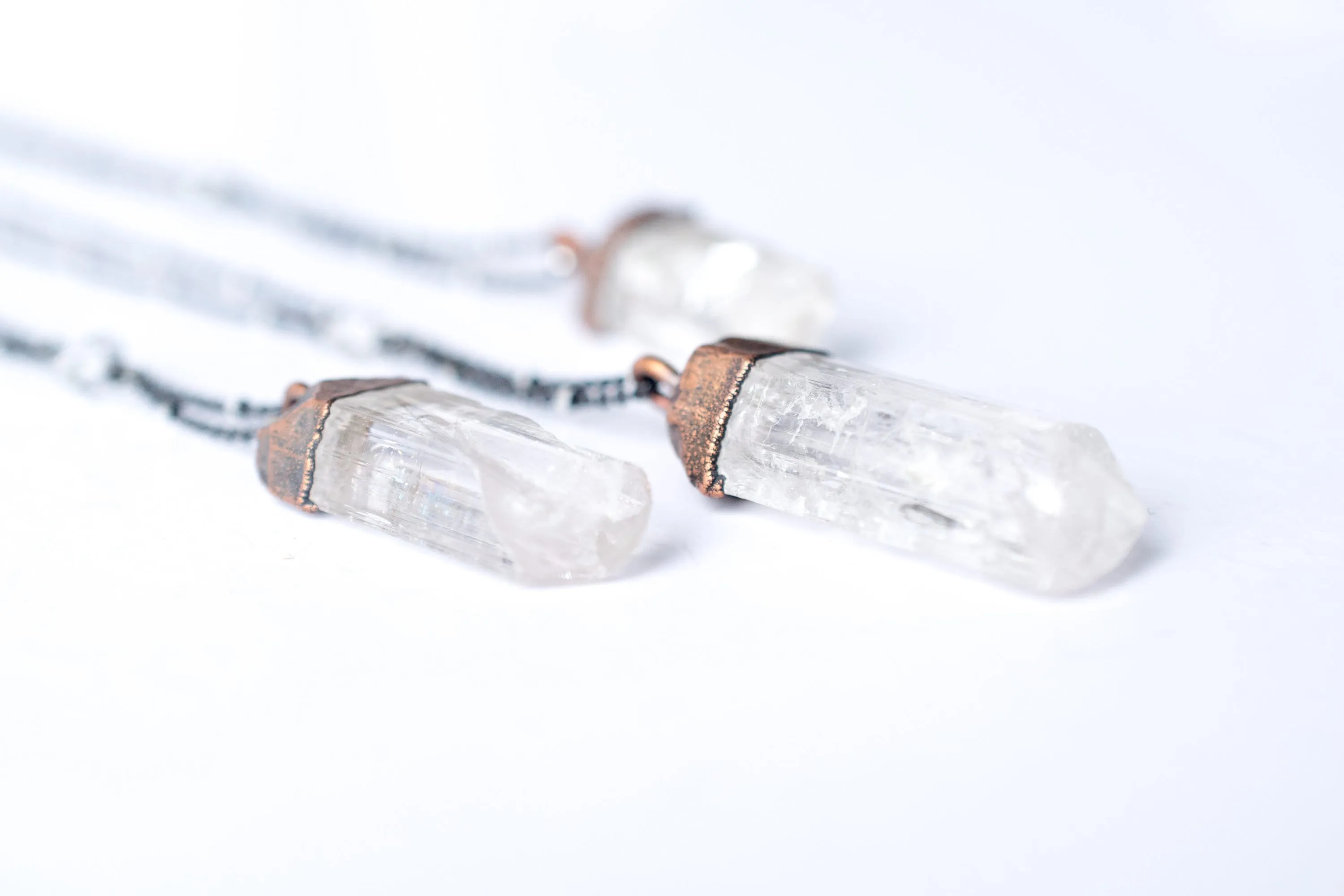 Danburite sterling silver necklace | Large crystal necklace