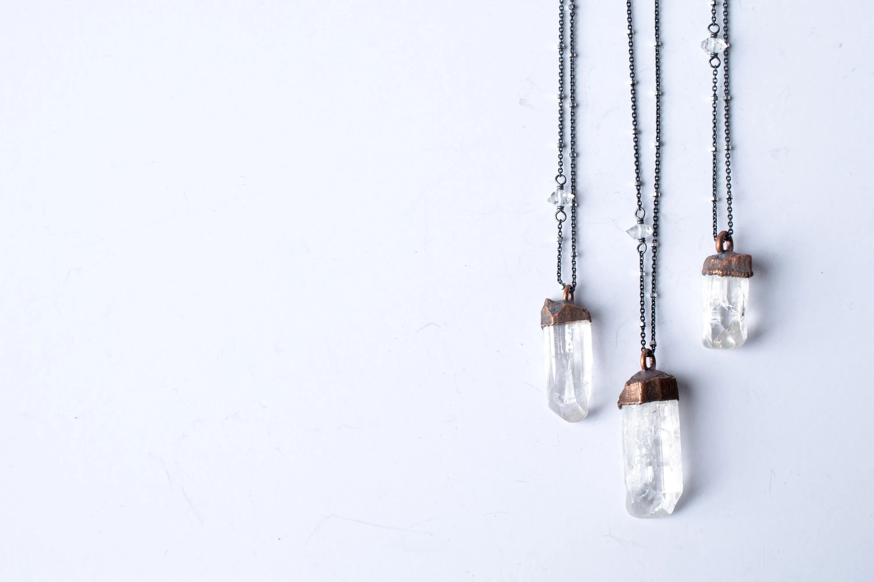 Danburite sterling silver necklace | Large crystal necklace