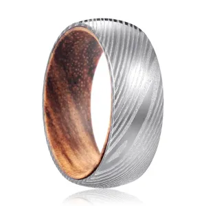 DEVATT | Zebra Wood, Silver Damascus Steel, Domed