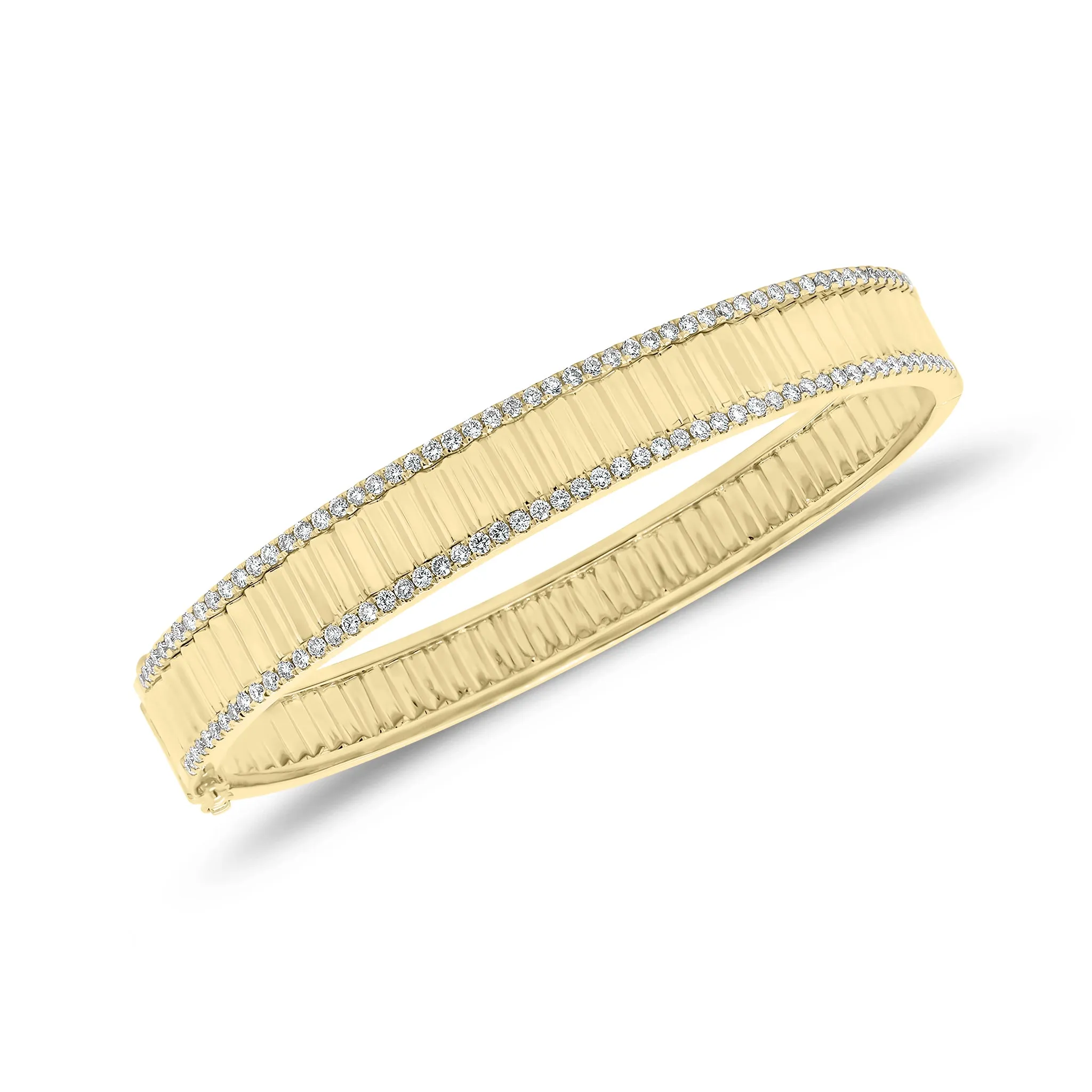 Diamond & Gold Pleated Bangle Bracelet