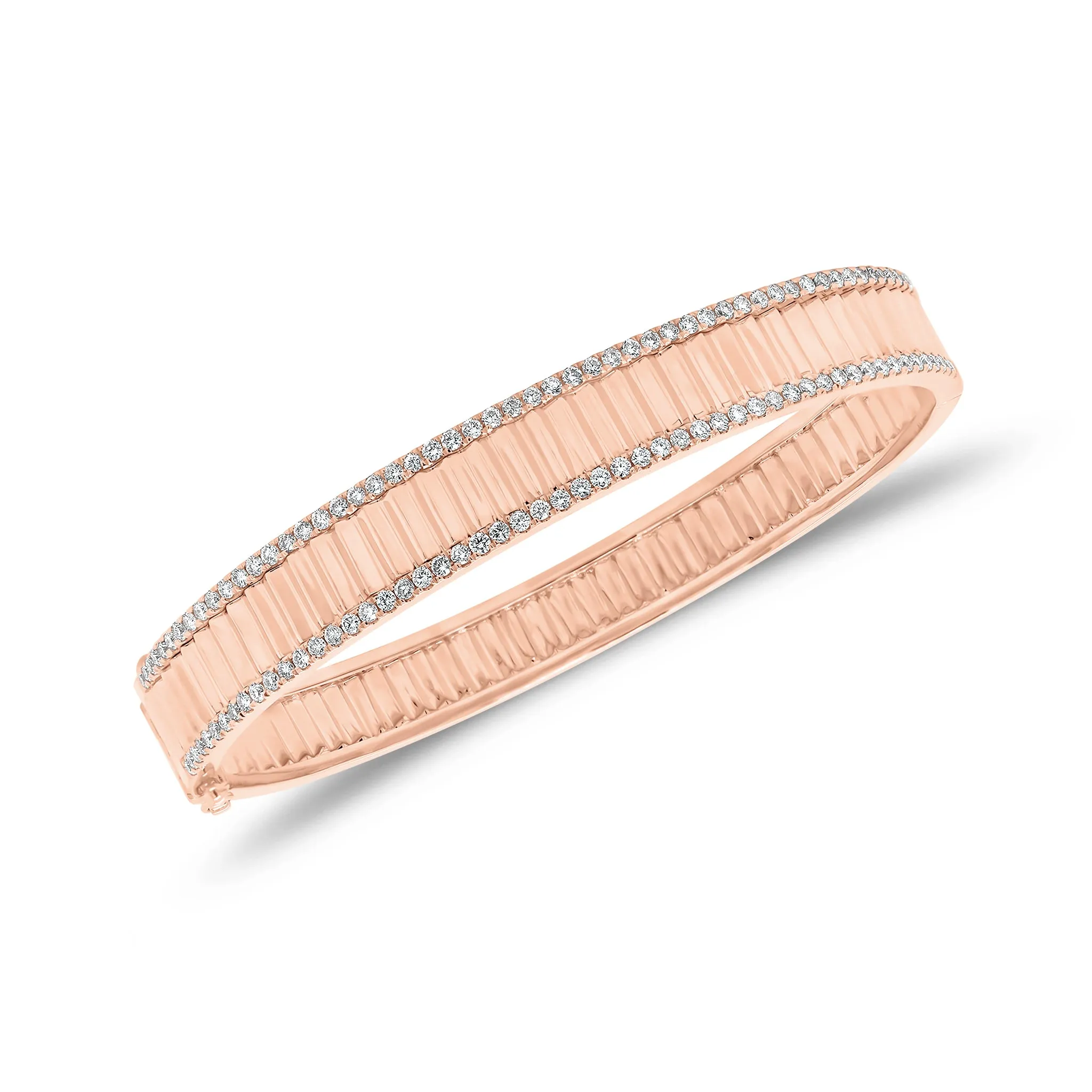 Diamond & Gold Pleated Bangle Bracelet