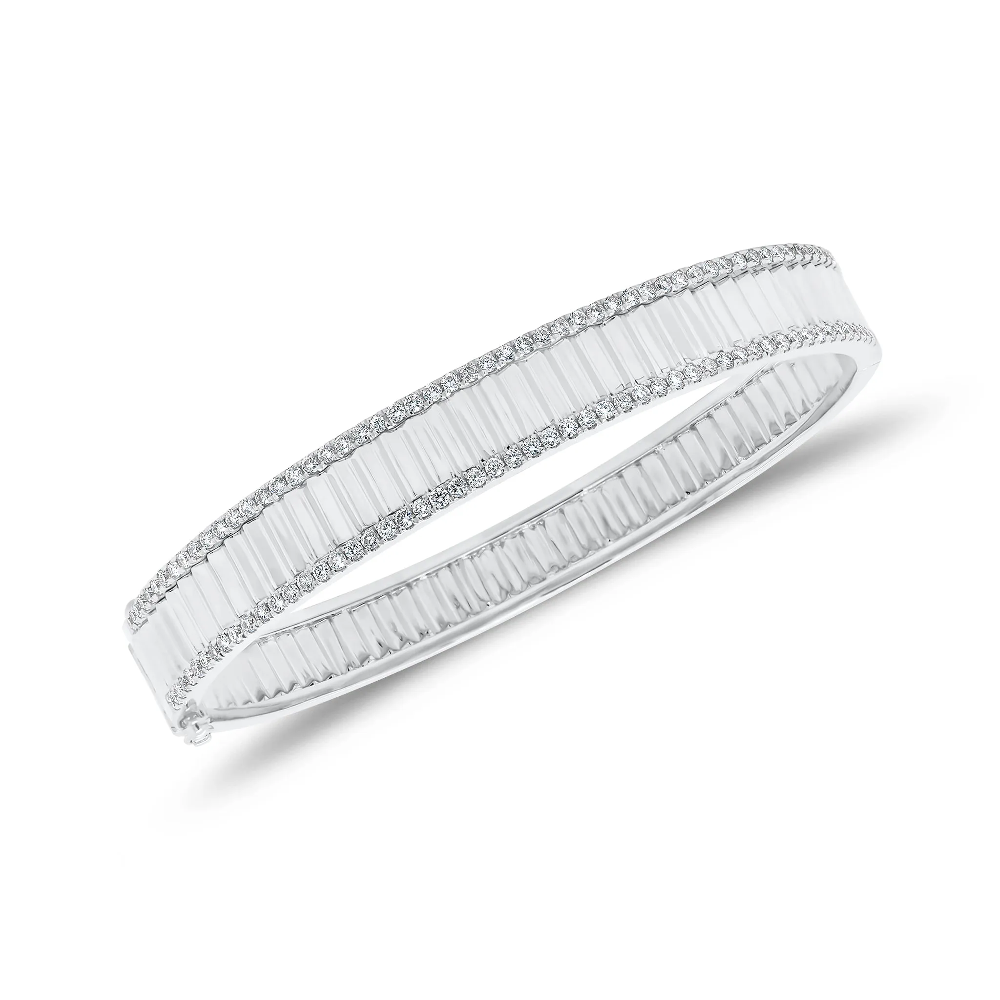 Diamond & Gold Pleated Bangle Bracelet