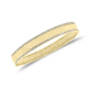 Diamond & Gold Pleated Bangle Bracelet