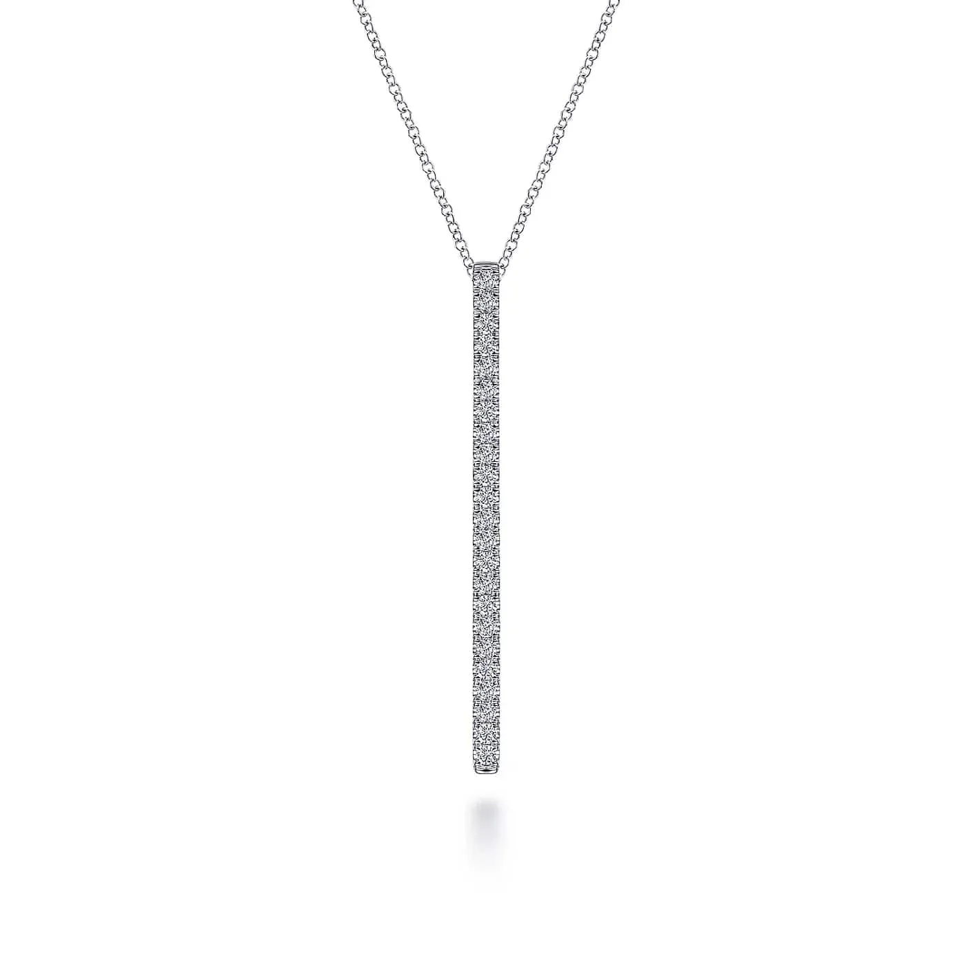 Diamond Bar Pendant Necklace in White Gold, 0.50 cttw