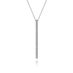 Diamond Bar Pendant Necklace in White Gold, 0.50 cttw